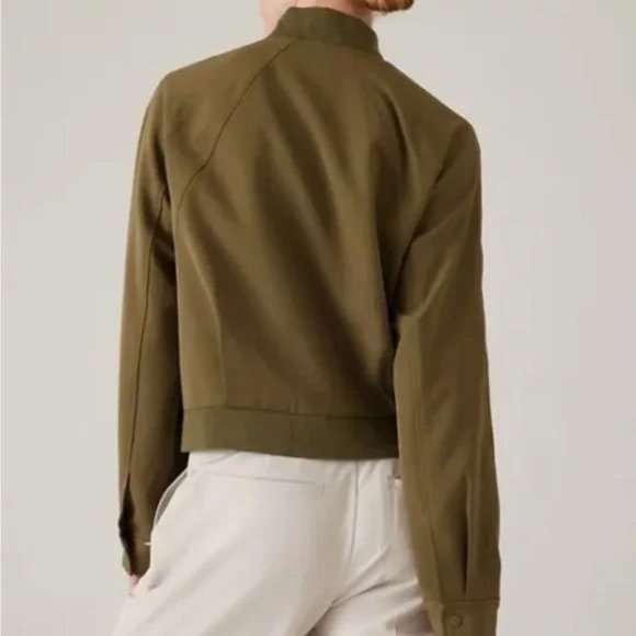 Athleta Endless Bomber Jacket L Khaki Green - Picture 10 of 10